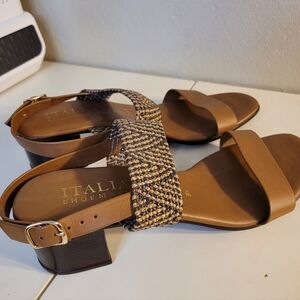 Italian Heeled Sandals In Congac - Italian Shoemakers.